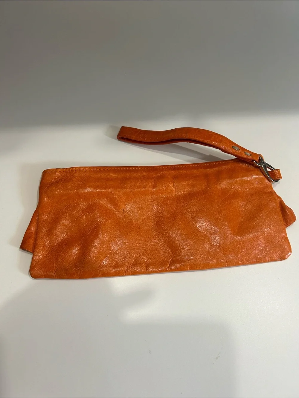 VTG Cammie Hill NY Orange Soft Leather Wristlet